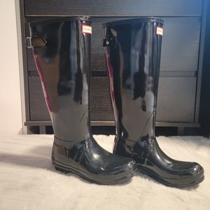 Shiny Black, Hunter Boots.